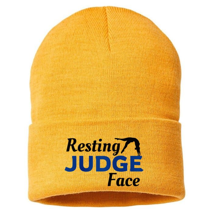 Resting Gymnastics Judge Face Raglan Baseball Sustainable Knit Beanie