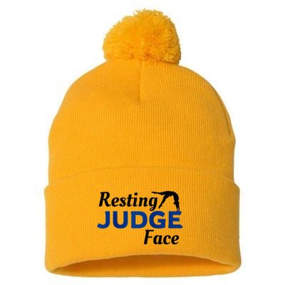 Resting Gymnastics Judge Face Raglan Baseball Pom Pom 12in Knit Beanie