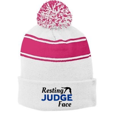 Resting Gymnastics Judge Face Raglan Baseball Stripe Pom Pom Beanie