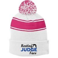 Resting Gymnastics Judge Face Raglan Baseball Stripe Pom Pom Beanie