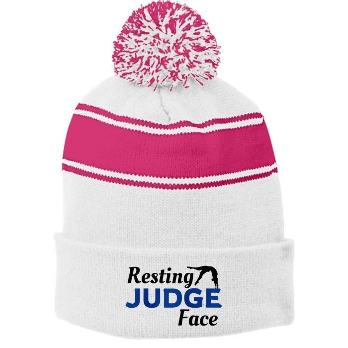 Resting Gymnastics Judge Face Raglan Baseball Stripe Pom Pom Beanie
