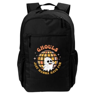 Retro Ghouls Just Wanna Have Fun Groovy Ghost Halloween Gift Backpack