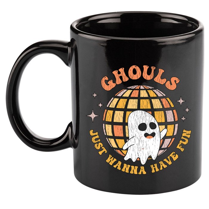 Retro Ghouls Just Wanna Have Fun Groovy Ghost Halloween Gift 11oz C Handle Ceramic Mug