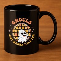 Retro Ghouls Just Wanna Have Fun Groovy Ghost Halloween Gift 11oz C Handle Ceramic Mug