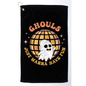 Retro Ghouls Just Wanna Have Fun Groovy Ghost Halloween Gift Platinum Collection Golf Towel