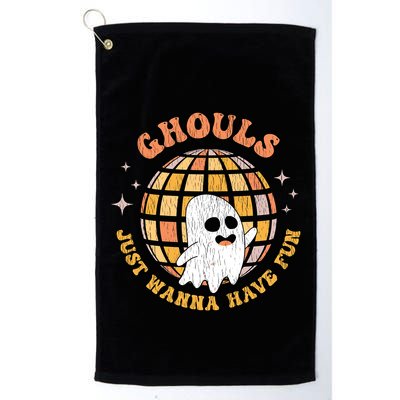 Retro Ghouls Just Wanna Have Fun Groovy Ghost Halloween Gift Golf Towel