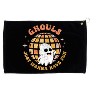 Retro Ghouls Just Wanna Have Fun Groovy Ghost Halloween Gift Grommeted Golf Towel