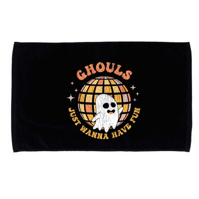Retro Ghouls Just Wanna Have Fun Groovy Ghost Halloween Gift Microfiber Hand Towel