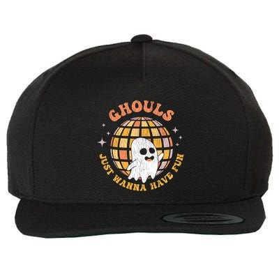 Retro Ghouls Just Wanna Have Fun Groovy Ghost Halloween Gift Wool Snapback Cap