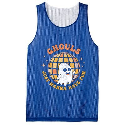 Retro Ghouls Just Wanna Have Fun Groovy Ghost Halloween Gift Mesh Reversible Basketball Jersey Tank