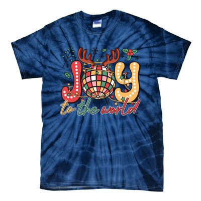 Retro Groovy Joy To The World Disco Ball Doodle Dots Tie-Dye T-Shirt