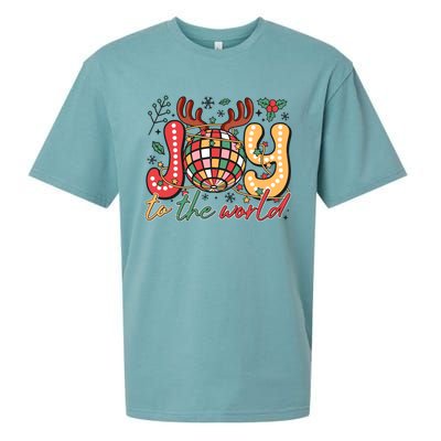 Retro Groovy Joy To The World Disco Ball Doodle Dots Sueded Cloud Jersey T-Shirt