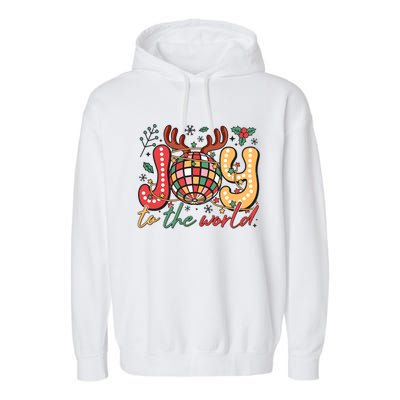 Retro Groovy Joy To The World Disco Ball Doodle Dots Garment-Dyed Fleece Hoodie