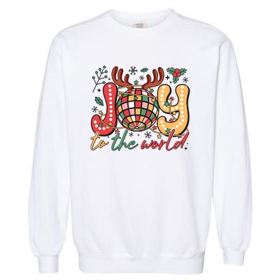 Retro Groovy Joy To The World Disco Ball Doodle Dots Garment-Dyed Sweatshirt