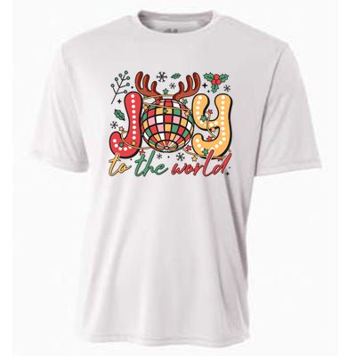 Retro Groovy Joy To The World Disco Ball Doodle Dots Cooling Performance Crew T-Shirt