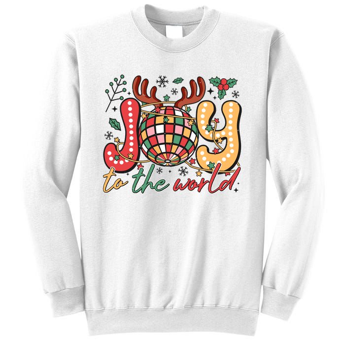 Retro Groovy Joy To The World Disco Ball Doodle Dots Sweatshirt