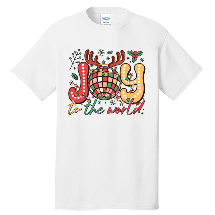 Retro Groovy Joy To The World Disco Ball Doodle Dots Tall T-Shirt