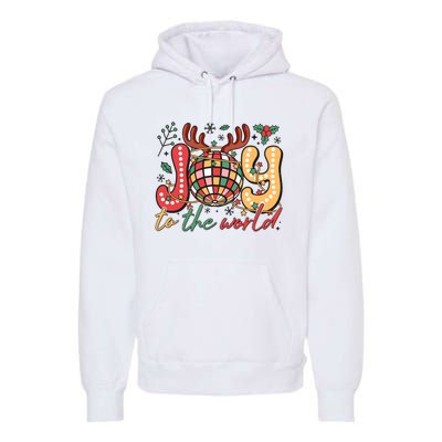 Retro Groovy Joy To The World Disco Ball Doodle Dots Premium Hoodie