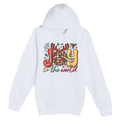 Retro Groovy Joy To The World Disco Ball Doodle Dots Premium Pullover Hoodie