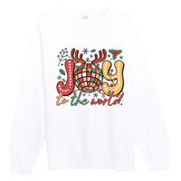 Retro Groovy Joy To The World Disco Ball Doodle Dots Premium Crewneck Sweatshirt