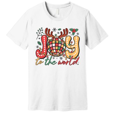 Retro Groovy Joy To The World Disco Ball Doodle Dots Premium T-Shirt