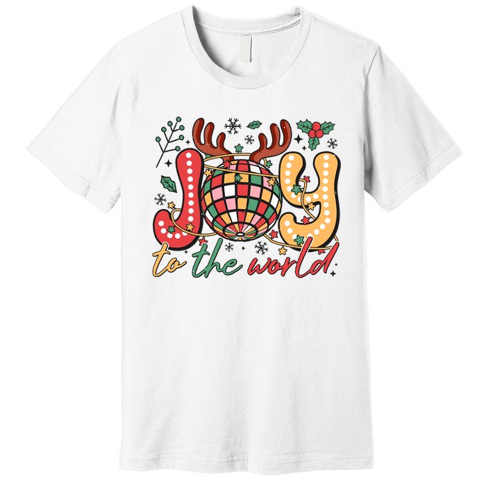 Retro Groovy Joy To The World Disco Ball Doodle Dots Premium T-Shirt