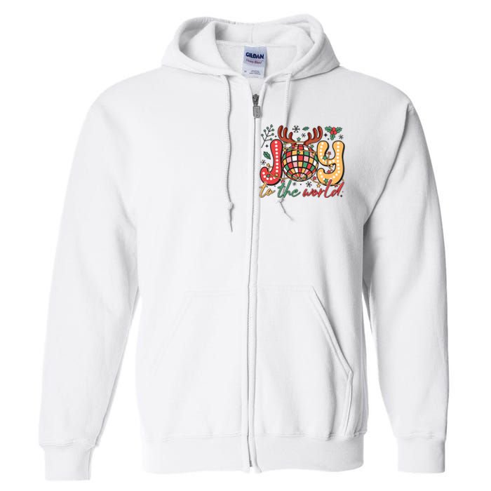 Retro Groovy Joy To The World Disco Ball Doodle Dots Full Zip Hoodie