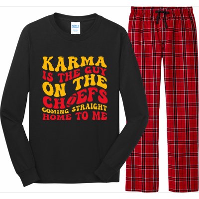 Retro Groovy Karma Is the Guy on the Chief  Long Sleeve Pajama Set