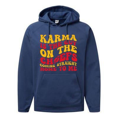 Retro Groovy Karma Is the Guy on the Chief  Performance Fleece Hoodie