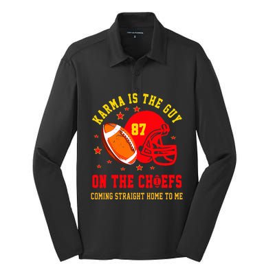 Retro Groovy Karma is The Guy on The Chief  Silk Touch Performance Long Sleeve Polo