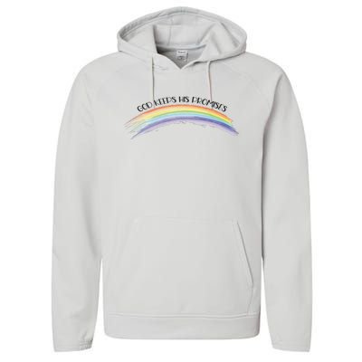 Rainbow God Keeps His Promises Christian Religious Faith Performance Fleece Hoodie