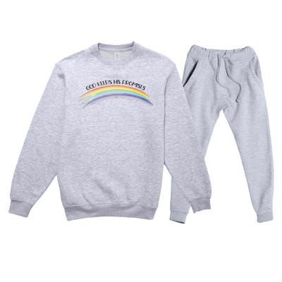 Rainbow God Keeps His Promises Christian Religious Faith Premium Crewneck Sweatsuit Set