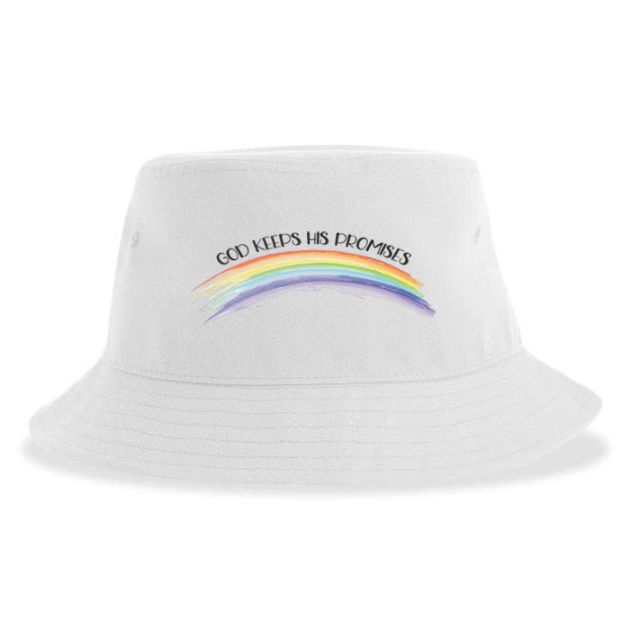 Rainbow God Keeps His Promises Christian Religious Faith Sustainable Bucket Hat