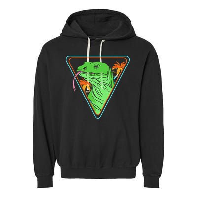 Retro Geometric Komodo Monitor Lizard Lover Komodo Dragon Garment-Dyed Fleece Hoodie
