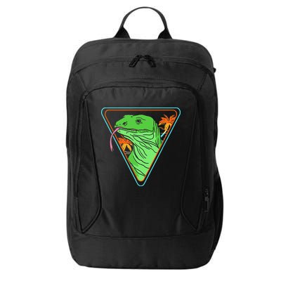 Retro Geometric Komodo Monitor Lizard Lover Komodo Dragon City Backpack