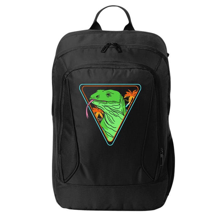 Retro Geometric Komodo Monitor Lizard Lover Komodo Dragon City Backpack