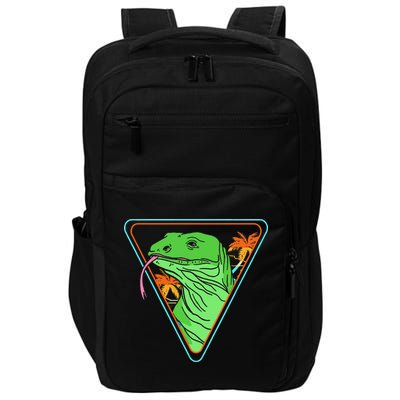 Retro Geometric Komodo Monitor Lizard Lover Komodo Dragon Impact Tech Backpack