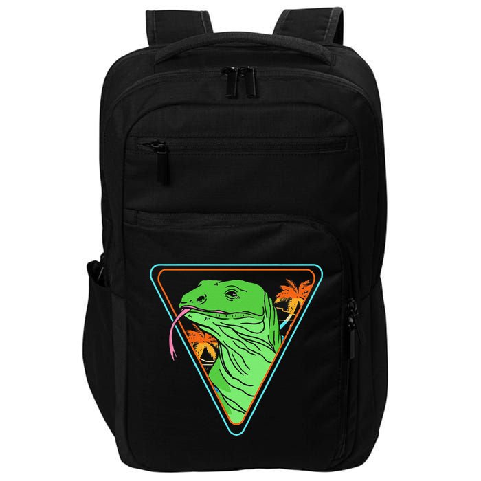 Retro Geometric Komodo Monitor Lizard Lover Komodo Dragon Impact Tech Backpack