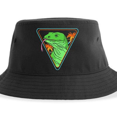 Retro Geometric Komodo Monitor Lizard Lover Komodo Dragon Sustainable Bucket Hat