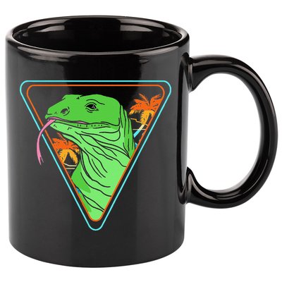 Retro Geometric Komodo Monitor Lizard Lover Komodo Dragon 11oz C Handle Ceramic Mug
