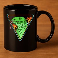 Retro Geometric Komodo Monitor Lizard Lover Komodo Dragon 11oz C Handle Ceramic Mug