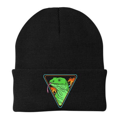Retro Geometric Komodo Monitor Lizard Lover Komodo Dragon Beanie