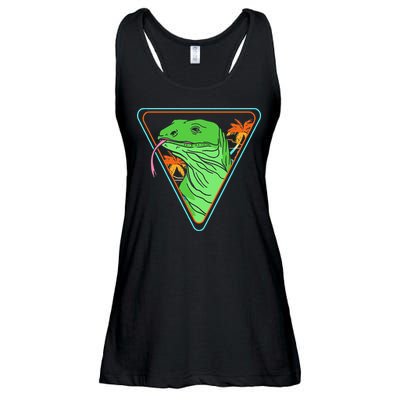 Retro Geometric Komodo Monitor Lizard Lover Komodo Dragon Ladies Essential Flowy Tank