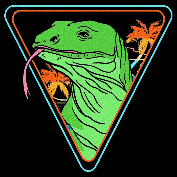 Retro Geometric Komodo Monitor Lizard Lover Komodo Dragon Flat Bill Trucker Hat