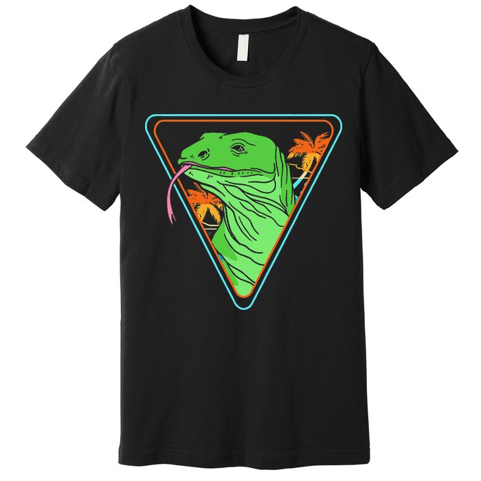 Retro Geometric Komodo Monitor Lizard Lover Komodo Dragon Premium T-Shirt