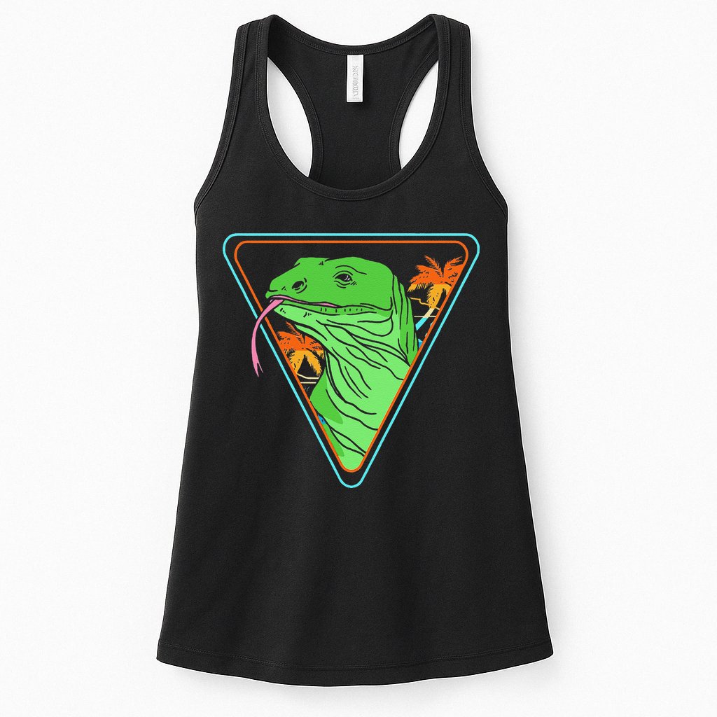 Retro Geometric Komodo Monitor Lizard Lover Komodo Dragon Womens Tank Top