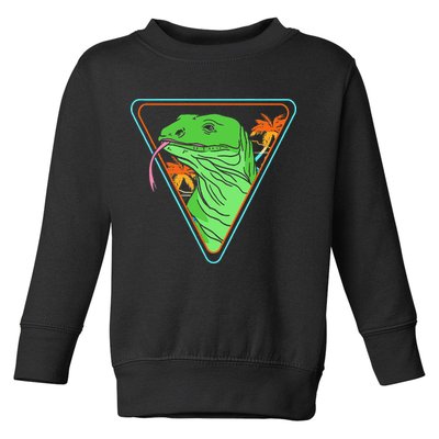 Retro Geometric Komodo Monitor Lizard Lover Komodo Dragon Toddler Sweatshirt