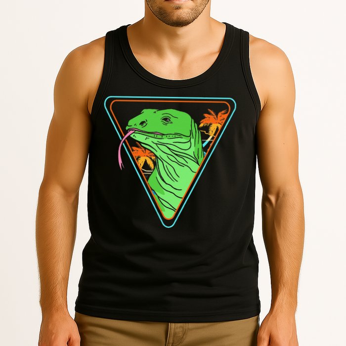 Retro Geometric Komodo Monitor Lizard Lover Komodo Dragon Tank Top