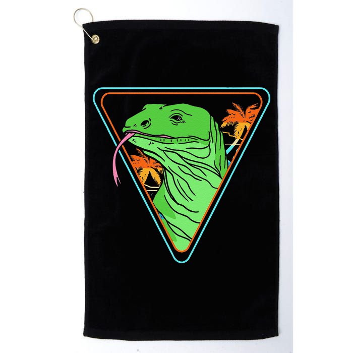 Retro Geometric Komodo Monitor Lizard Lover Komodo Dragon Golf Towel