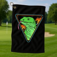 Retro Geometric Komodo Monitor Lizard Lover Komodo Dragon Golf Towel